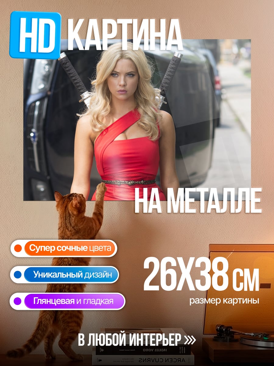 Картина на металле Девушка с катанами