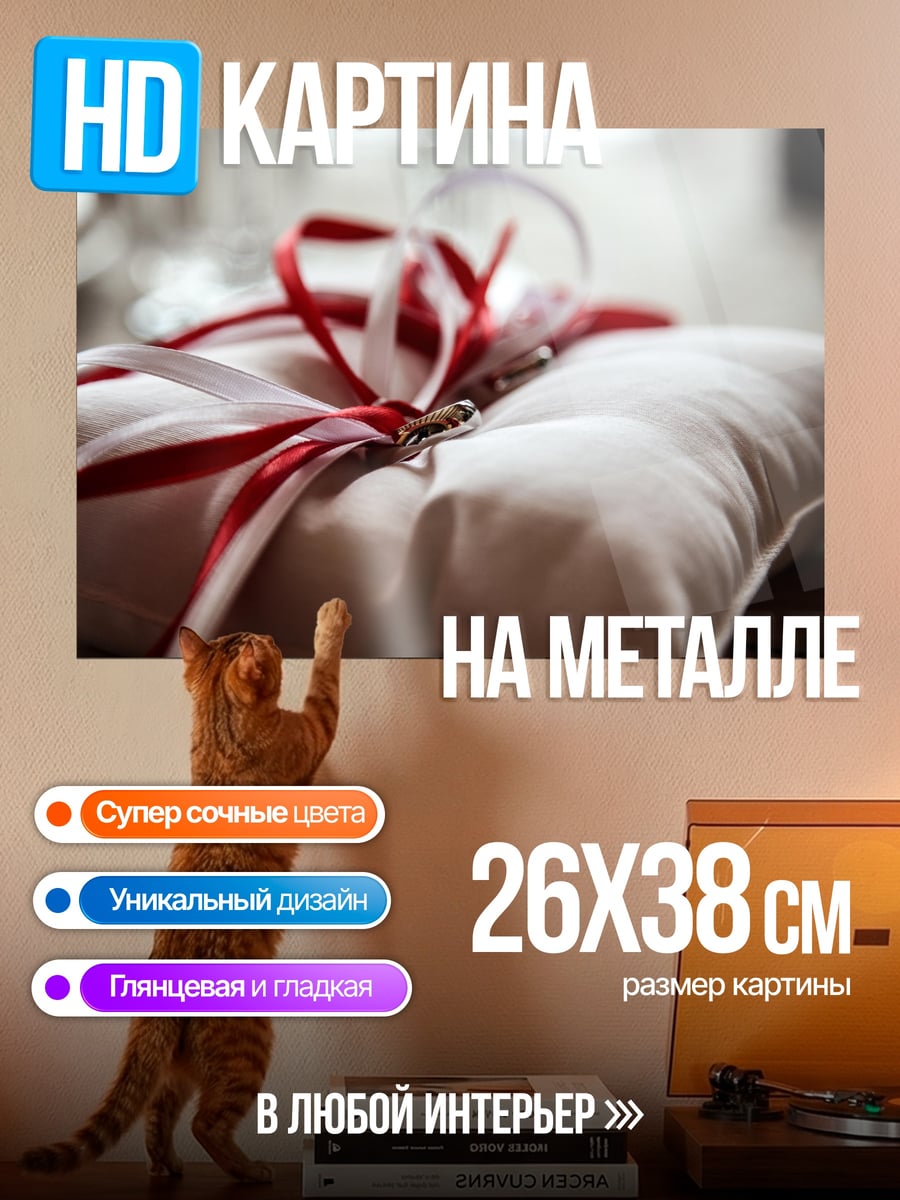 Картина на металле кольцо на подушечке