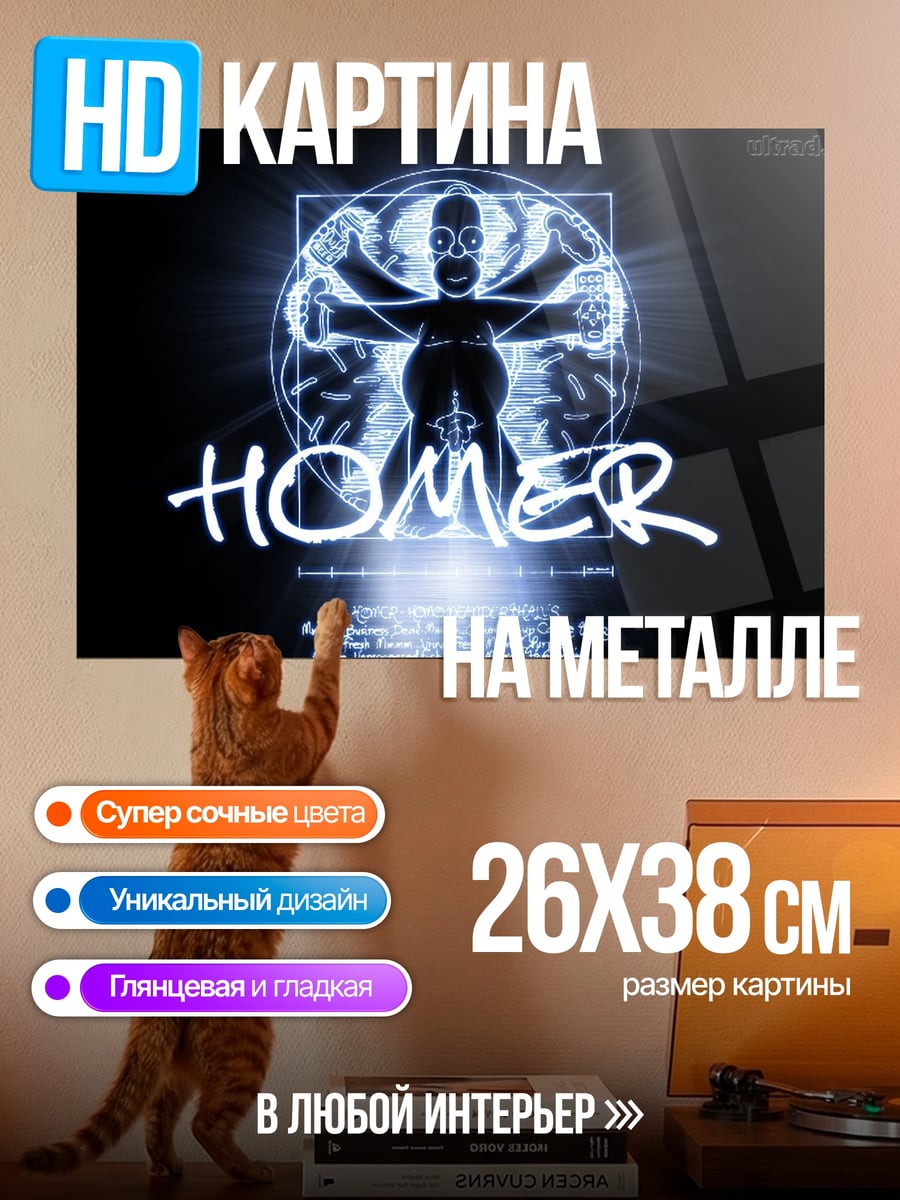 Картина на металле Витарувианский человек Гомер
