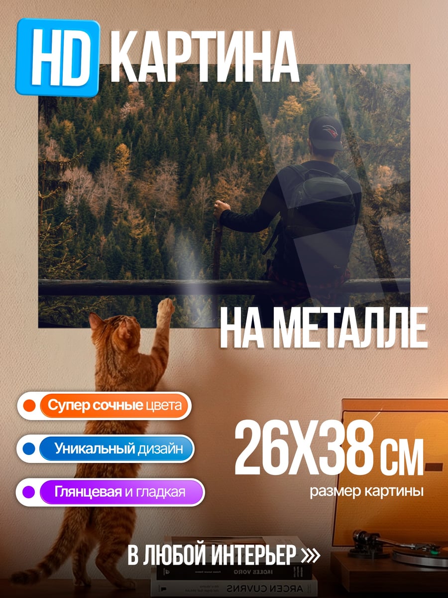 Картина на металле путешественник на заборе