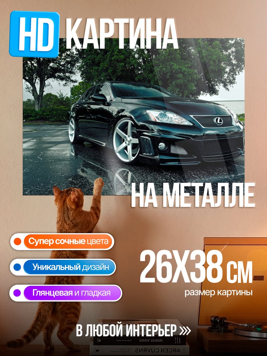 Картина на металле черный Lexus IS
