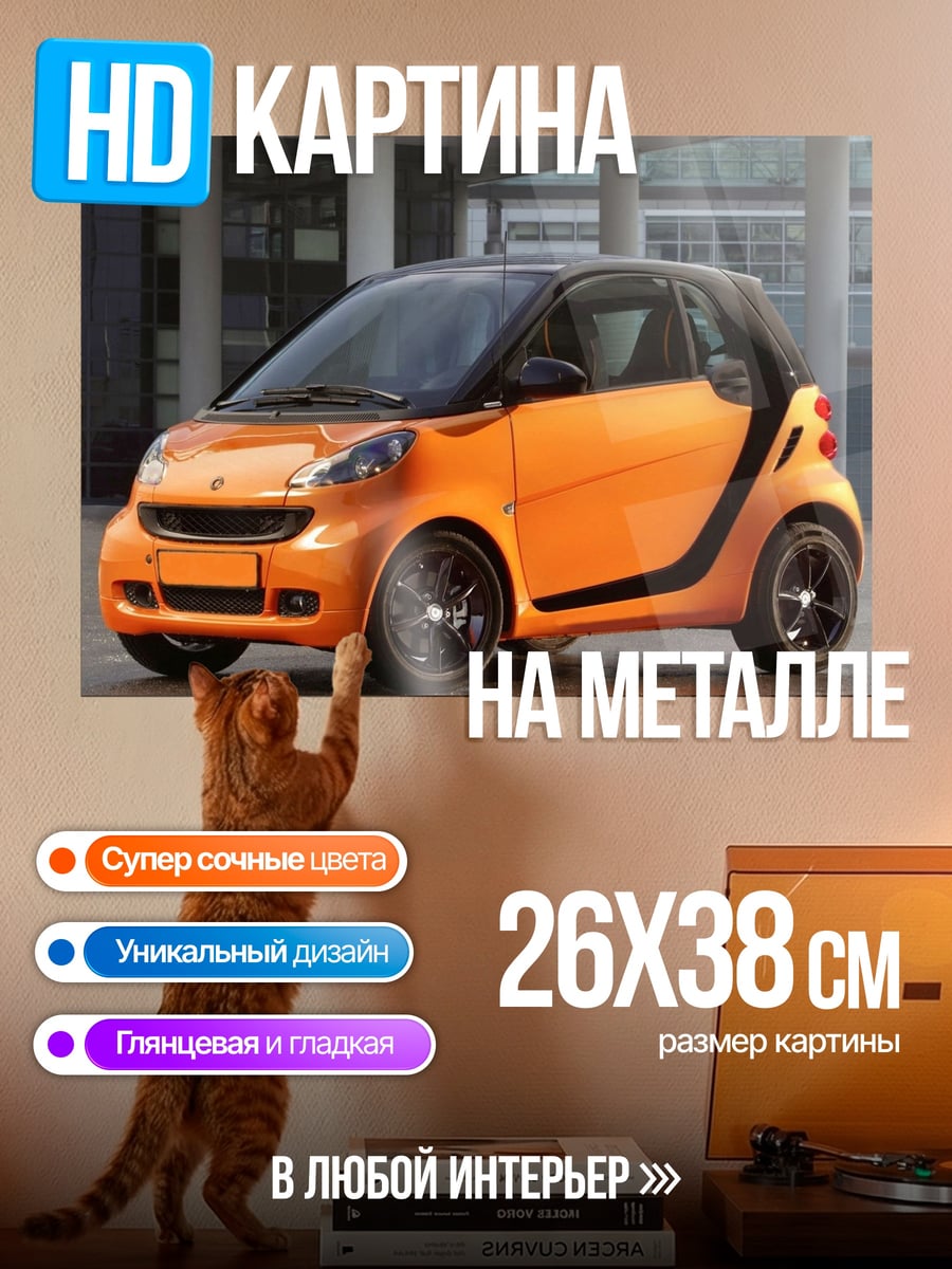Картина на металле Оранжевый смарткар