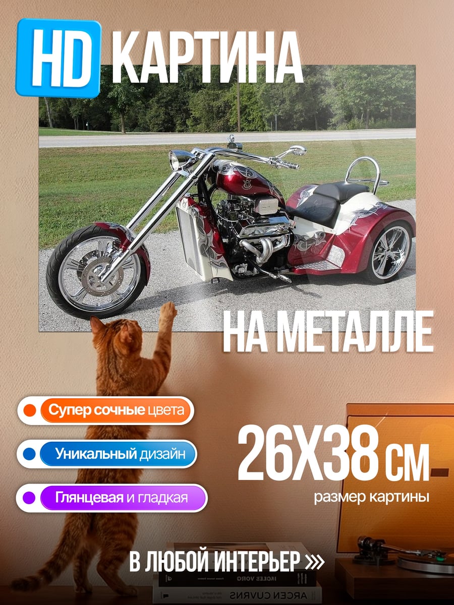 Картина на металле кастомный трицикл