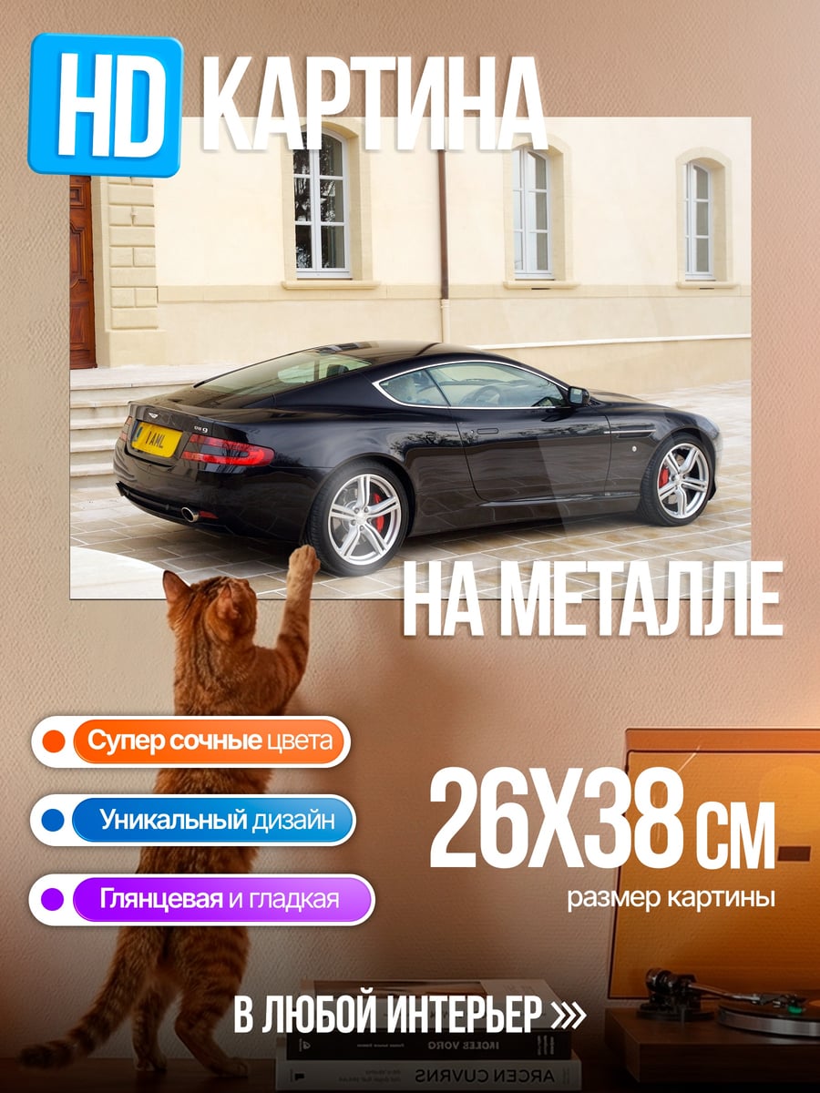 Картина на металле Черный спорткар