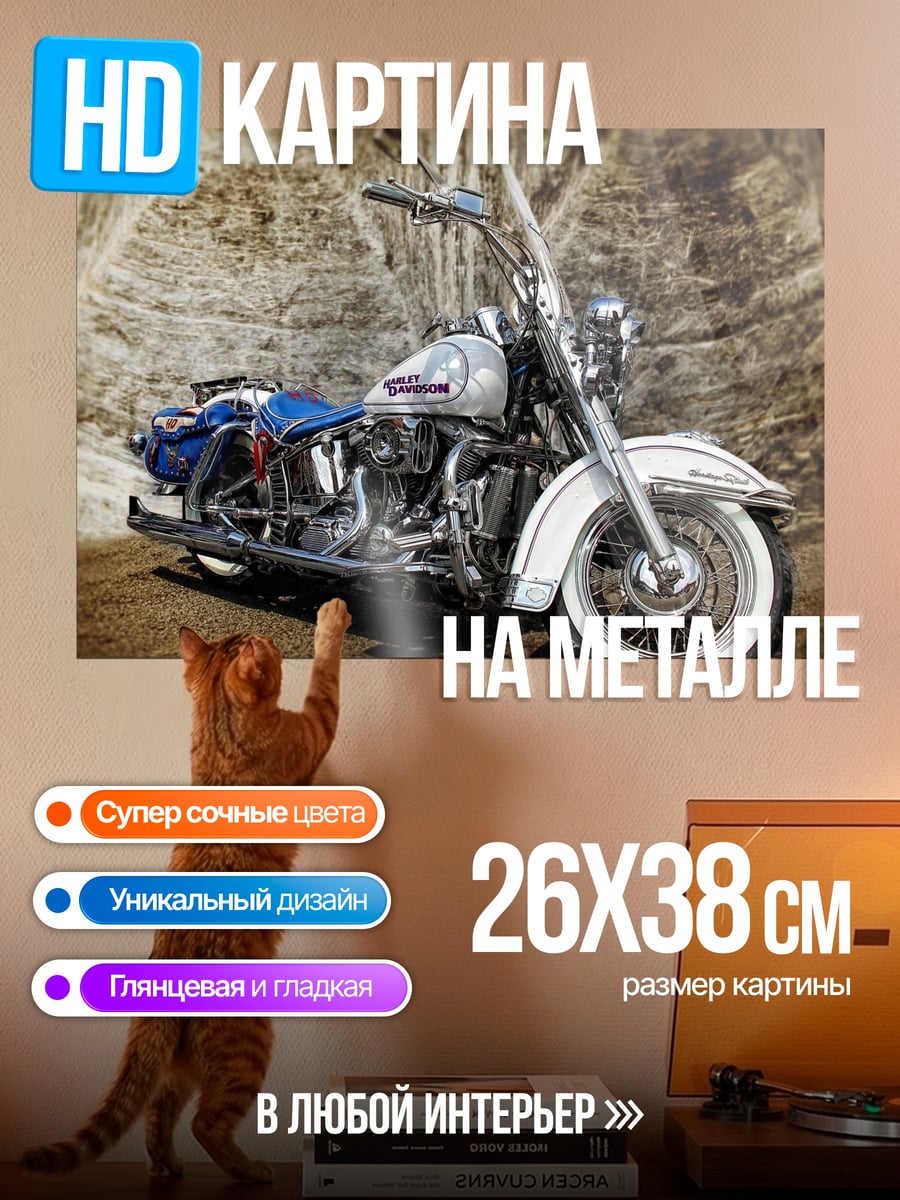 Картина на металле Харлей Дэвидсон Мотоцикл