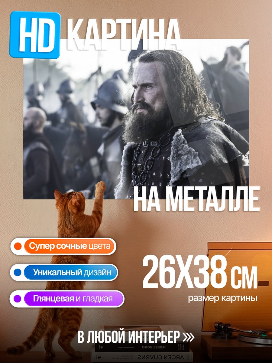 Картина на металле Бородатый воин в доспехах