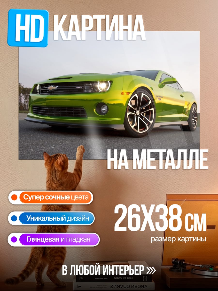 Картина на металле Зеленый Камаро