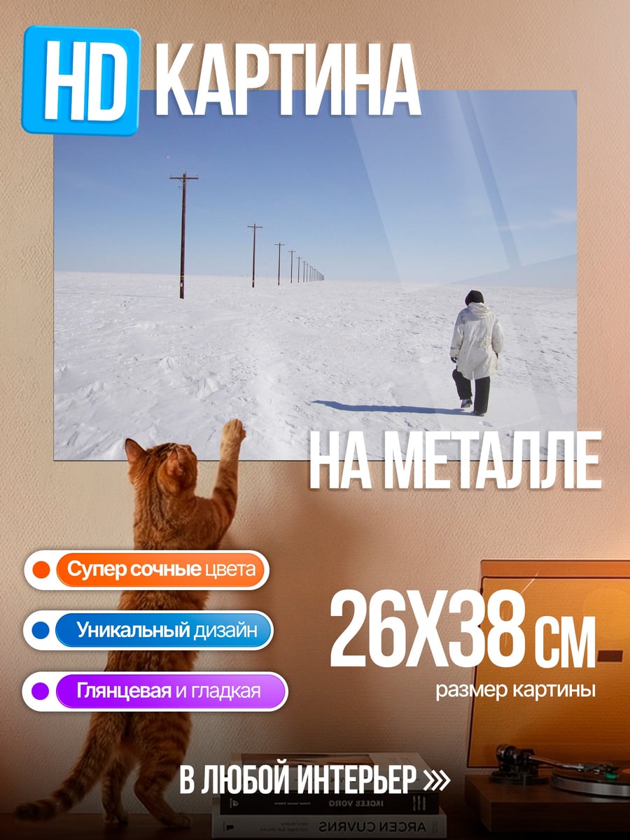 Картина на металле Одинокая фигура в снегу