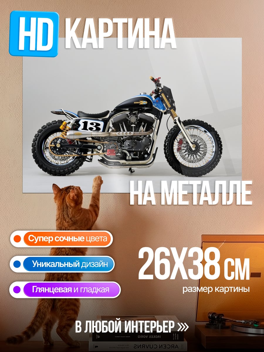 Картина на металле Кастомный мотоцикл
