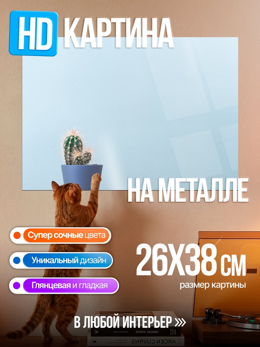Картина на металле Кактус в горшке