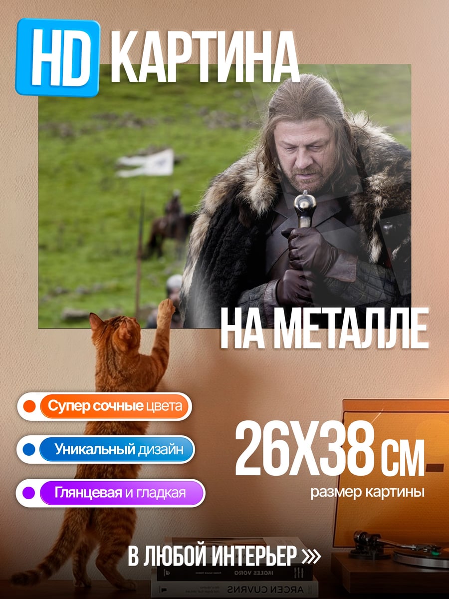 Картина на металле Нэд Старк меч