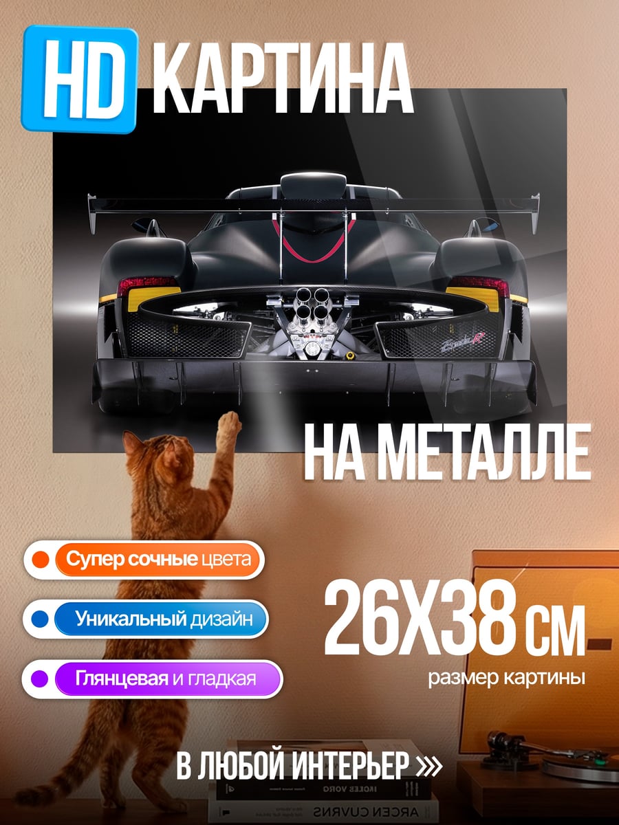 Картина на металле Спортивный автомобиль сзади