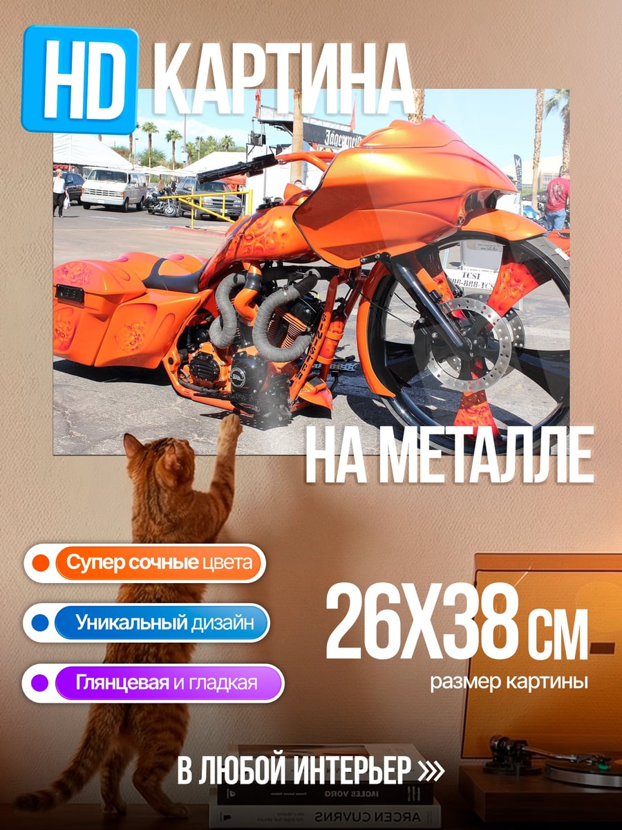 Картина на металле Оранжевый чоппер