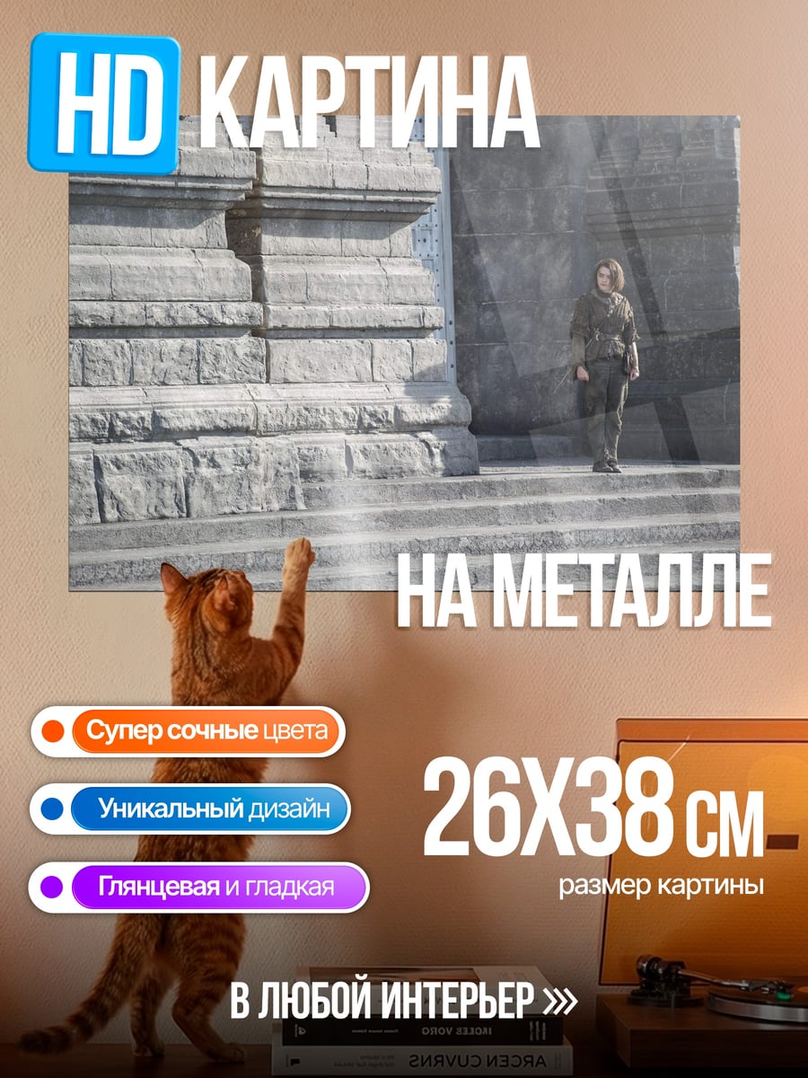 Картина на металле Девушка на ступенях