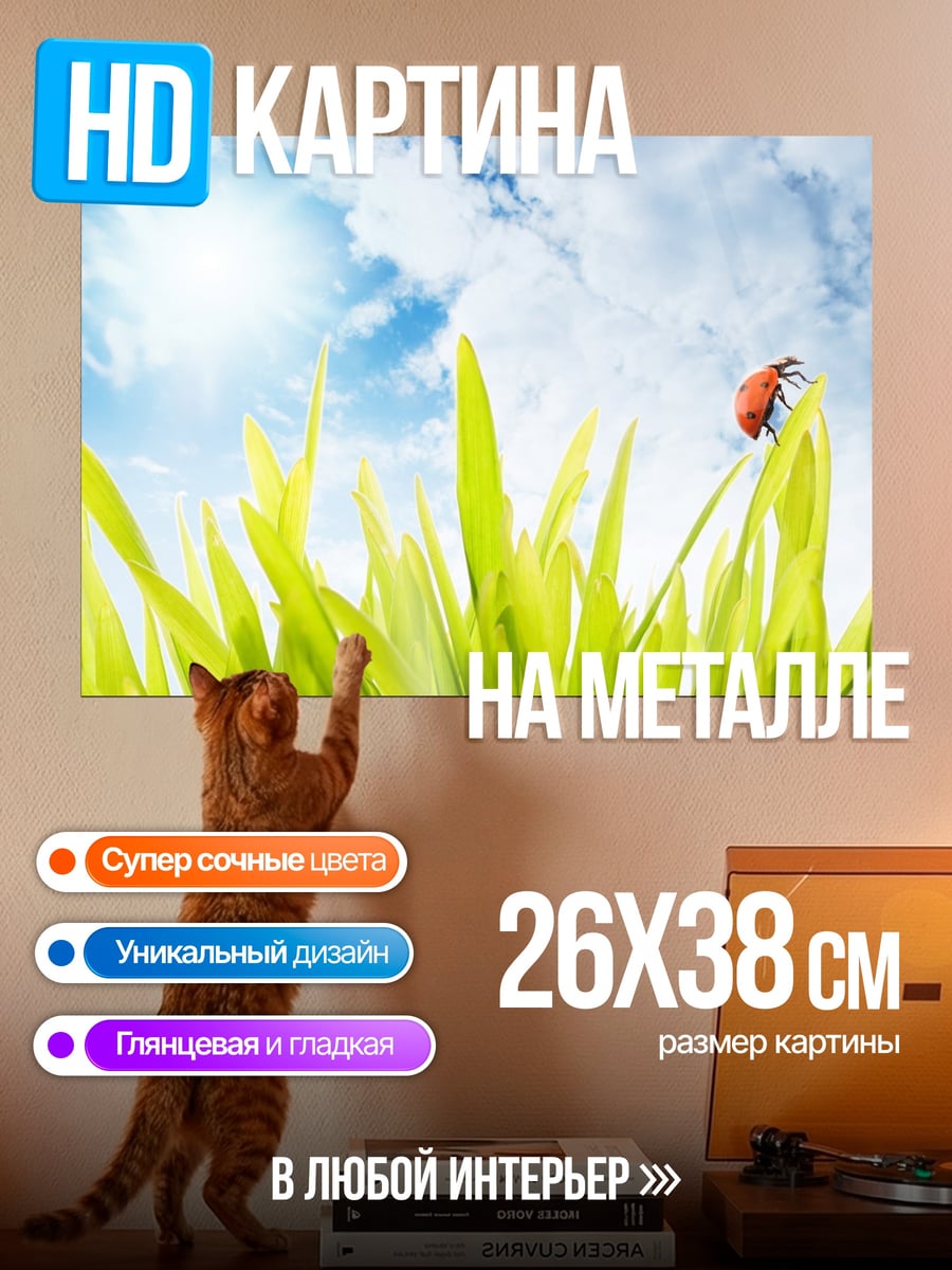 Картина на металле божья коровка