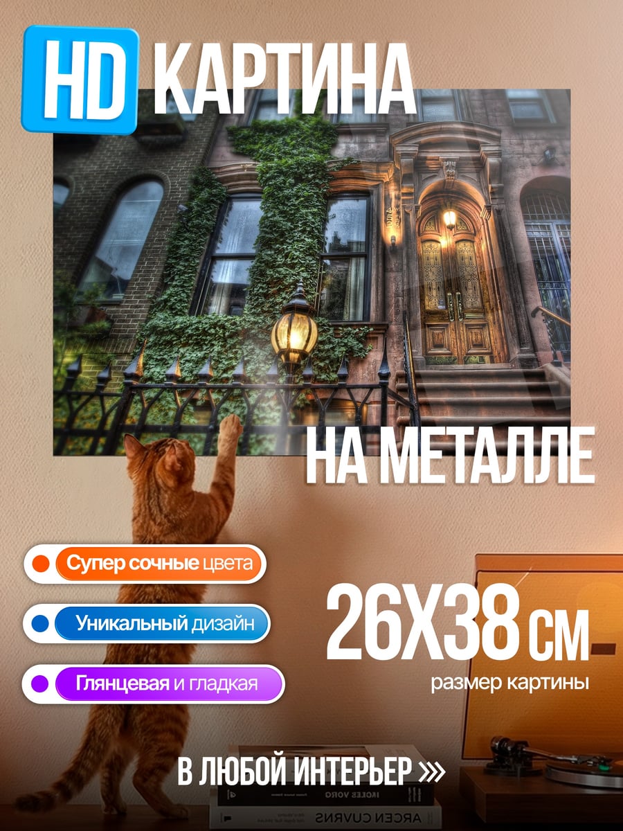 Картина на металле Старинный дом с плющом
