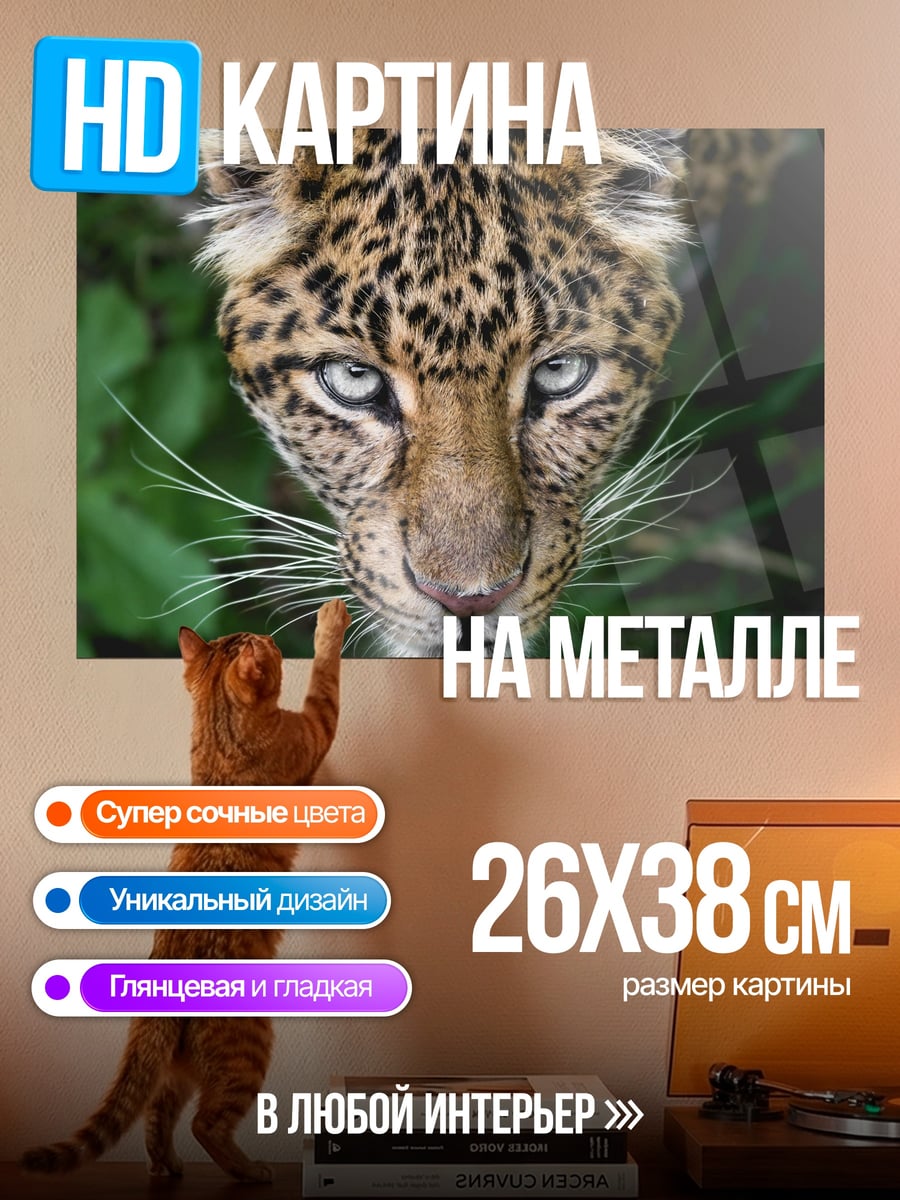 Картина на металле портрет леопарда