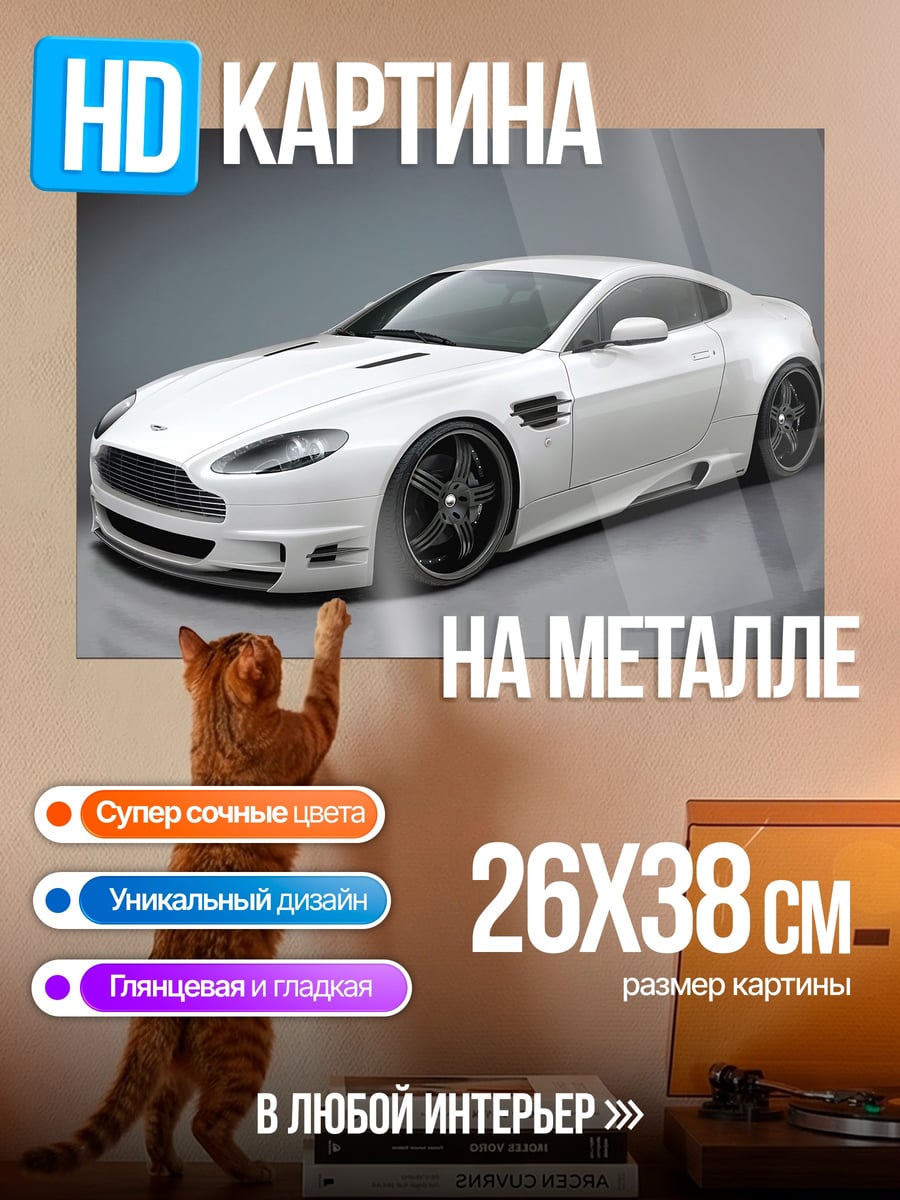 Картина на металле Белый спорткар
