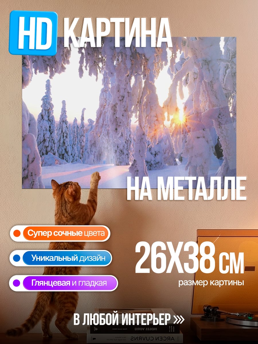 Картина на металле Зимний лес