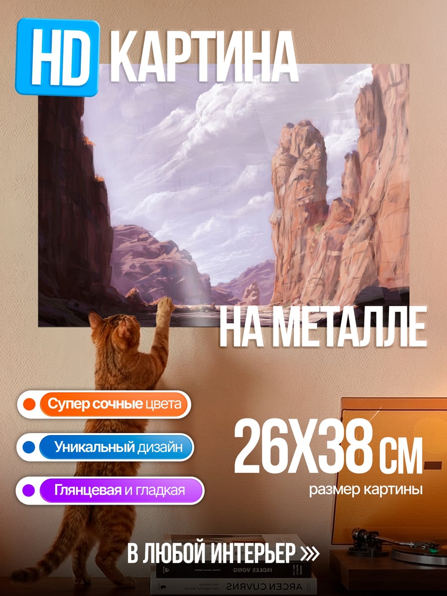 Картина на металле Каньон с скалами