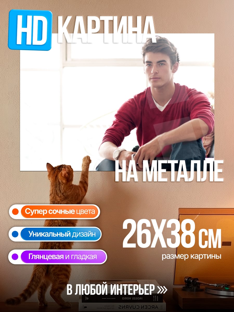 Картина на металле Парень в красном свитере