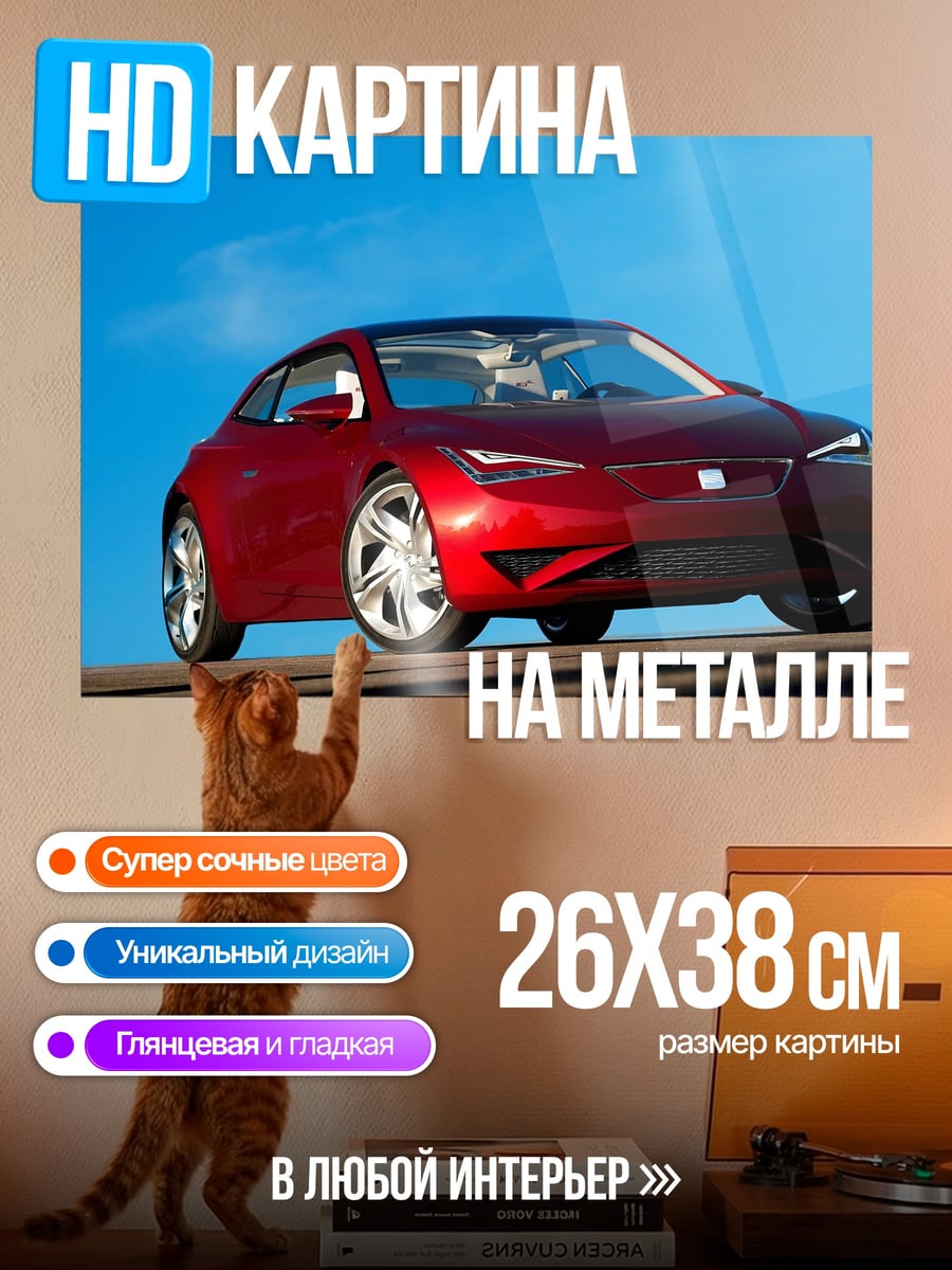 Картина на металле Красный спорткар