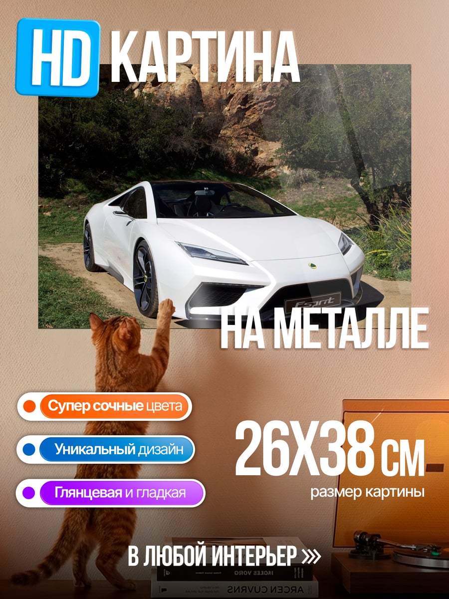 Картина на металле Белый спорткар