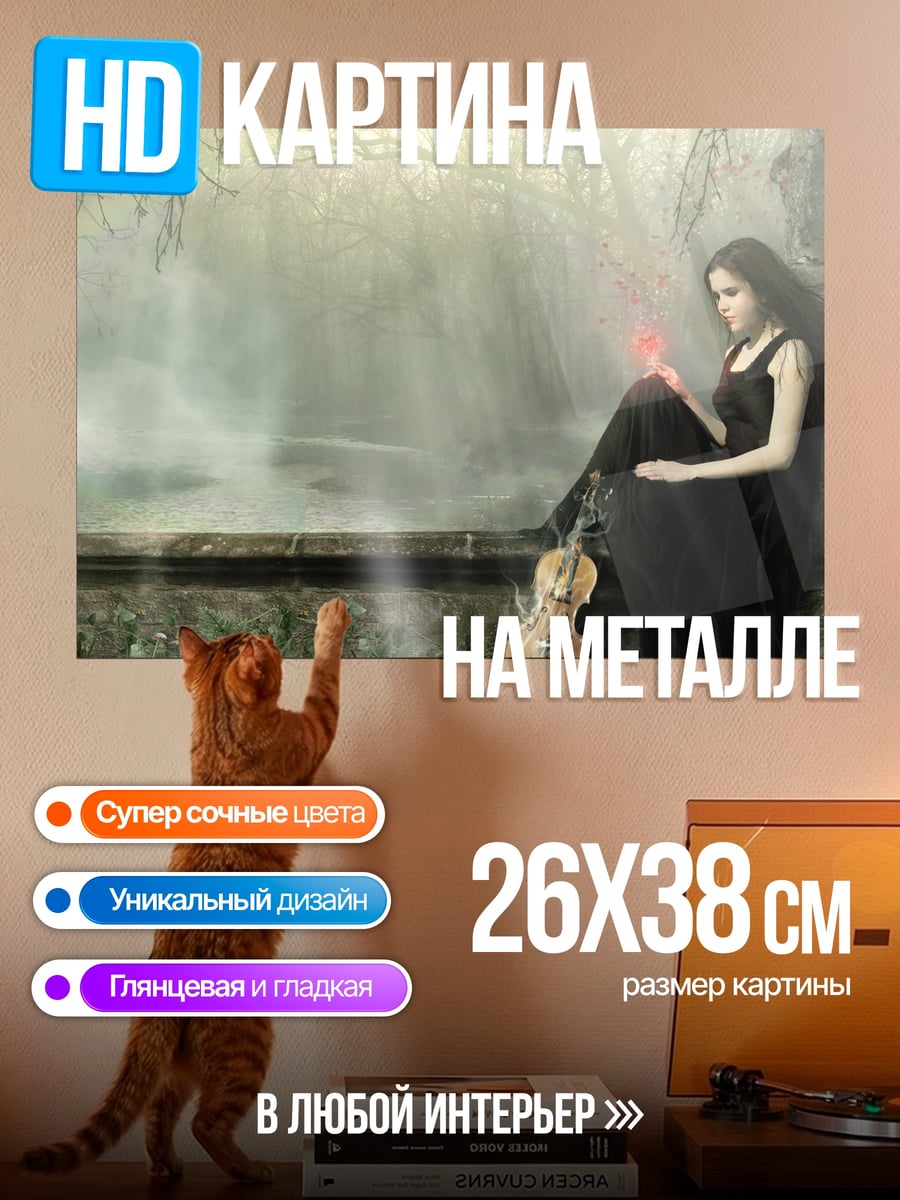 Картина на металле Девушка с скрипкой