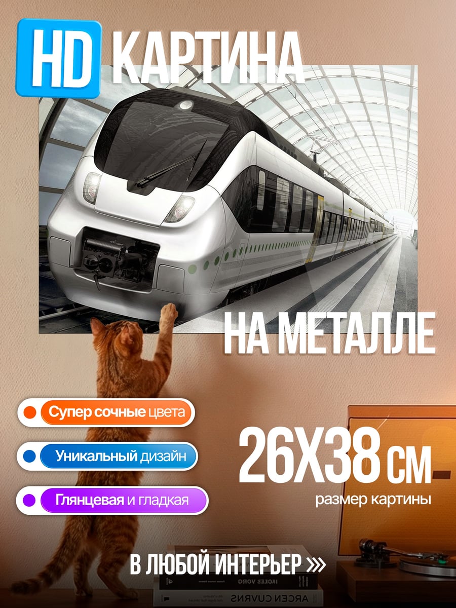 Картина на металле скоростной поезд