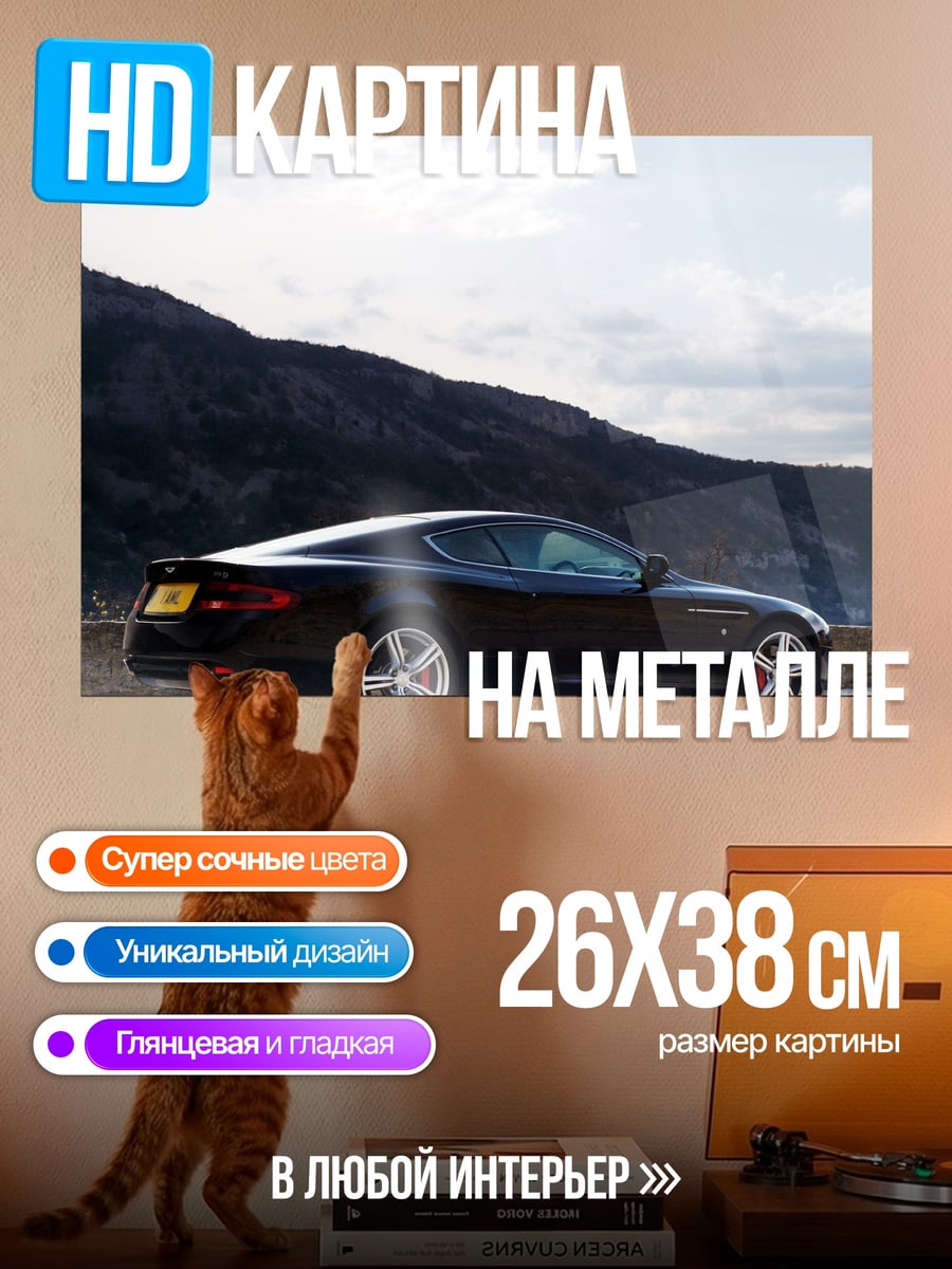 Картина на металле Черный спорткар