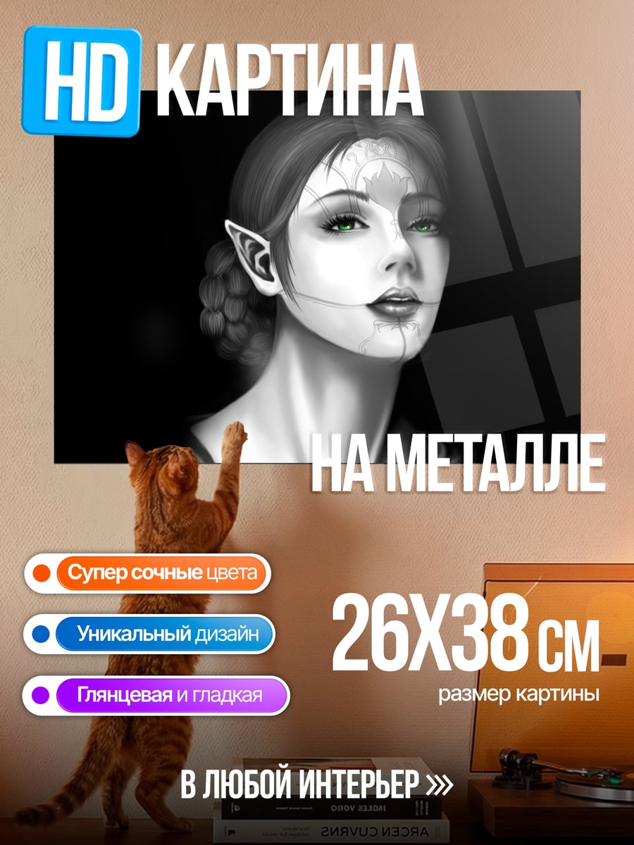 Картина на металле Эльфийская принцесса маска