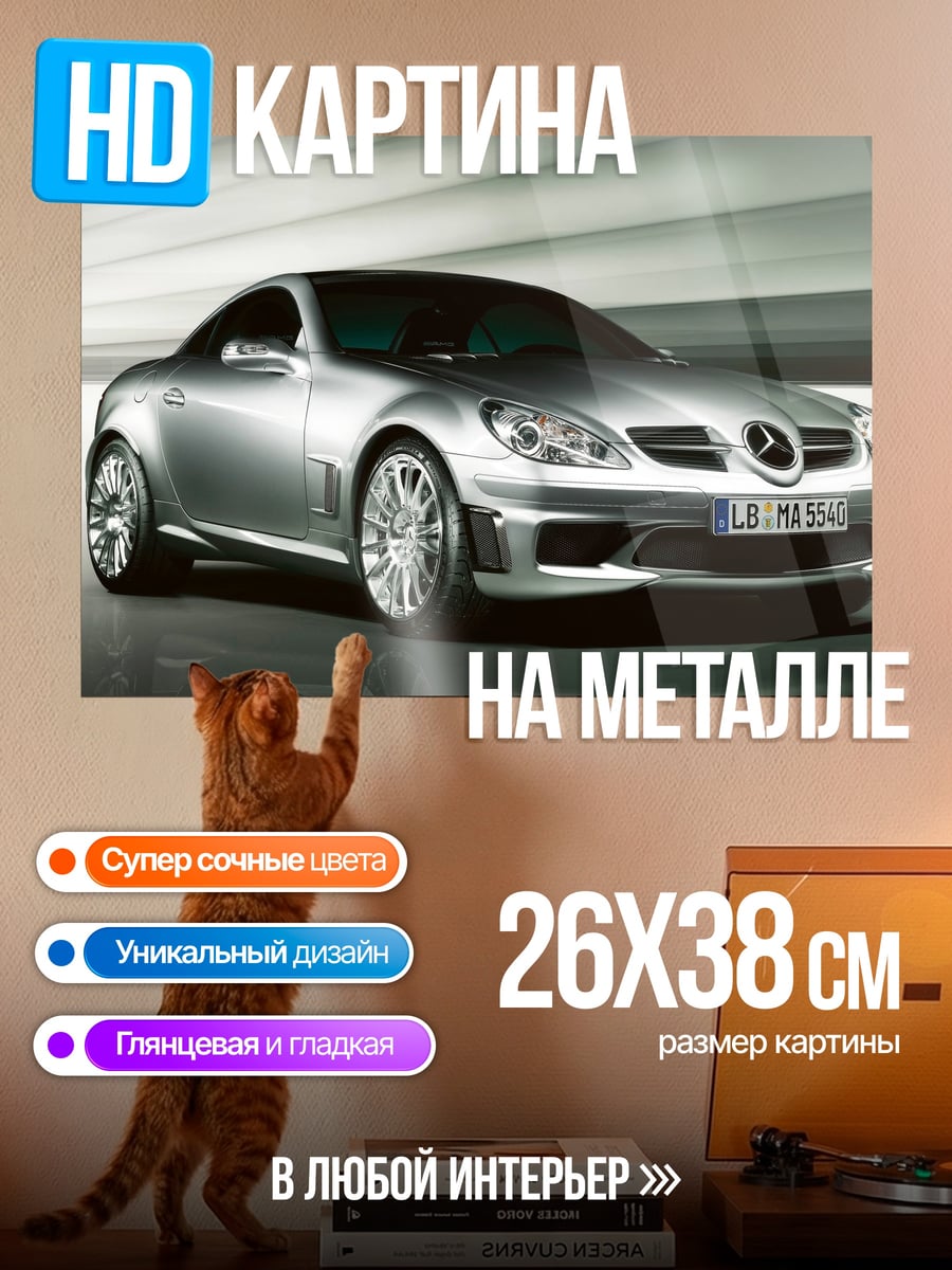 Картина на металле Серебристый спорткар