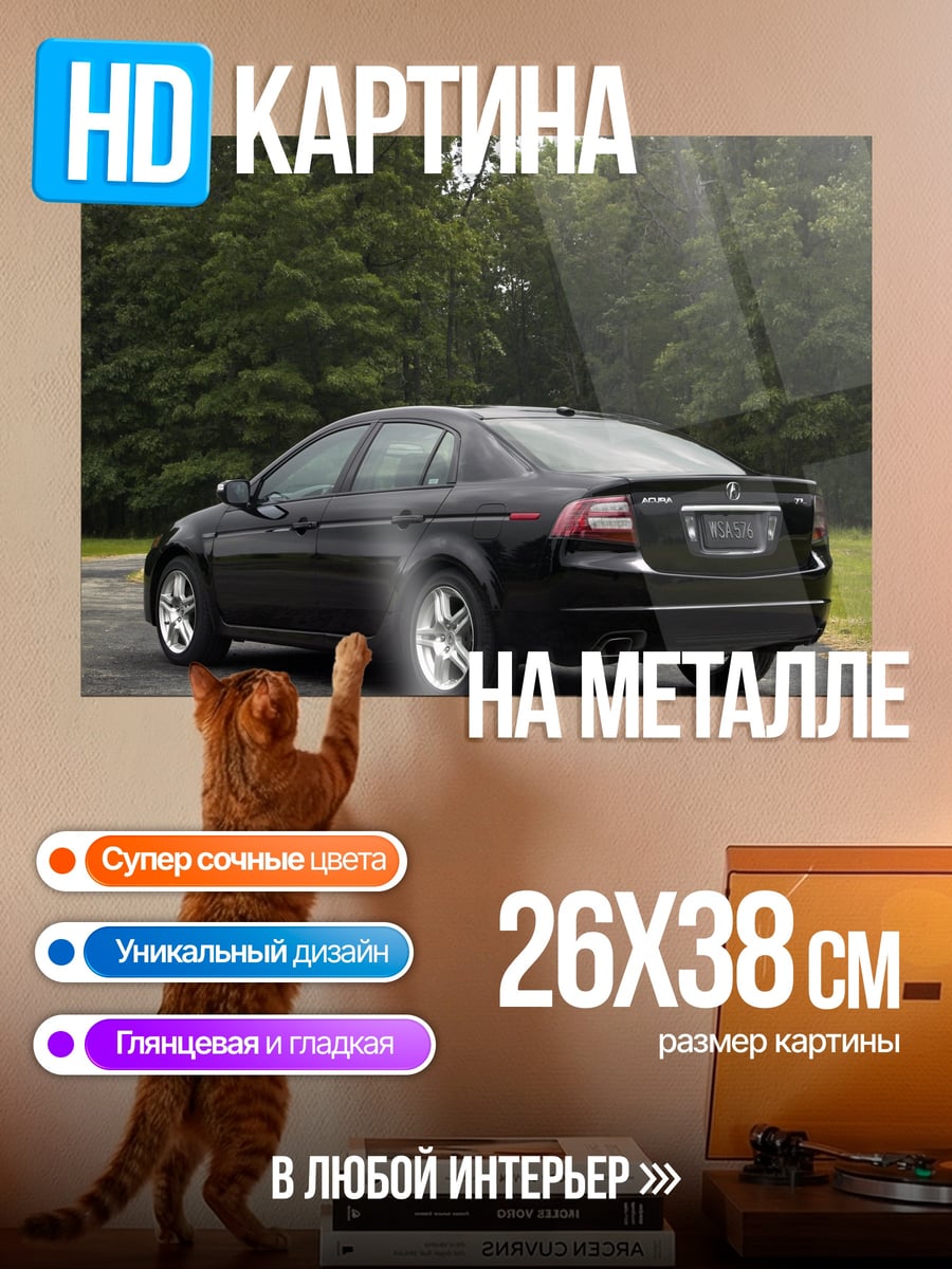 Картина на металле Черный седан