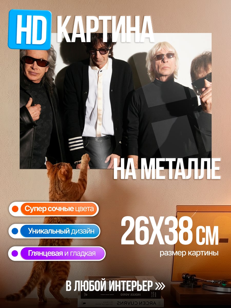 Картина на металле Мужская рок группа