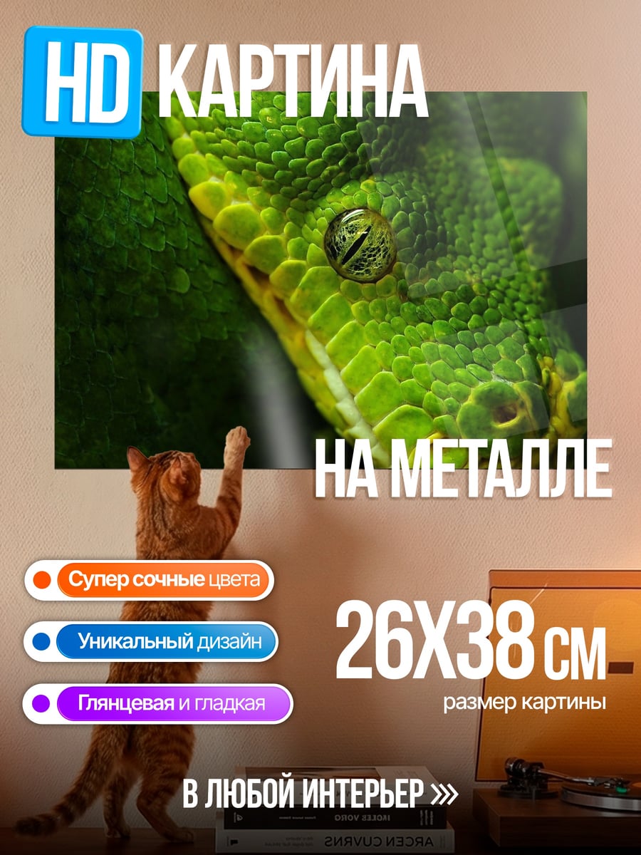 Картина на металле Зеленая змея