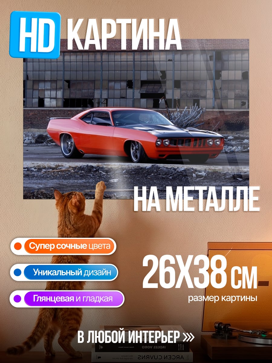 Картина на металле Оранжевый маслкар