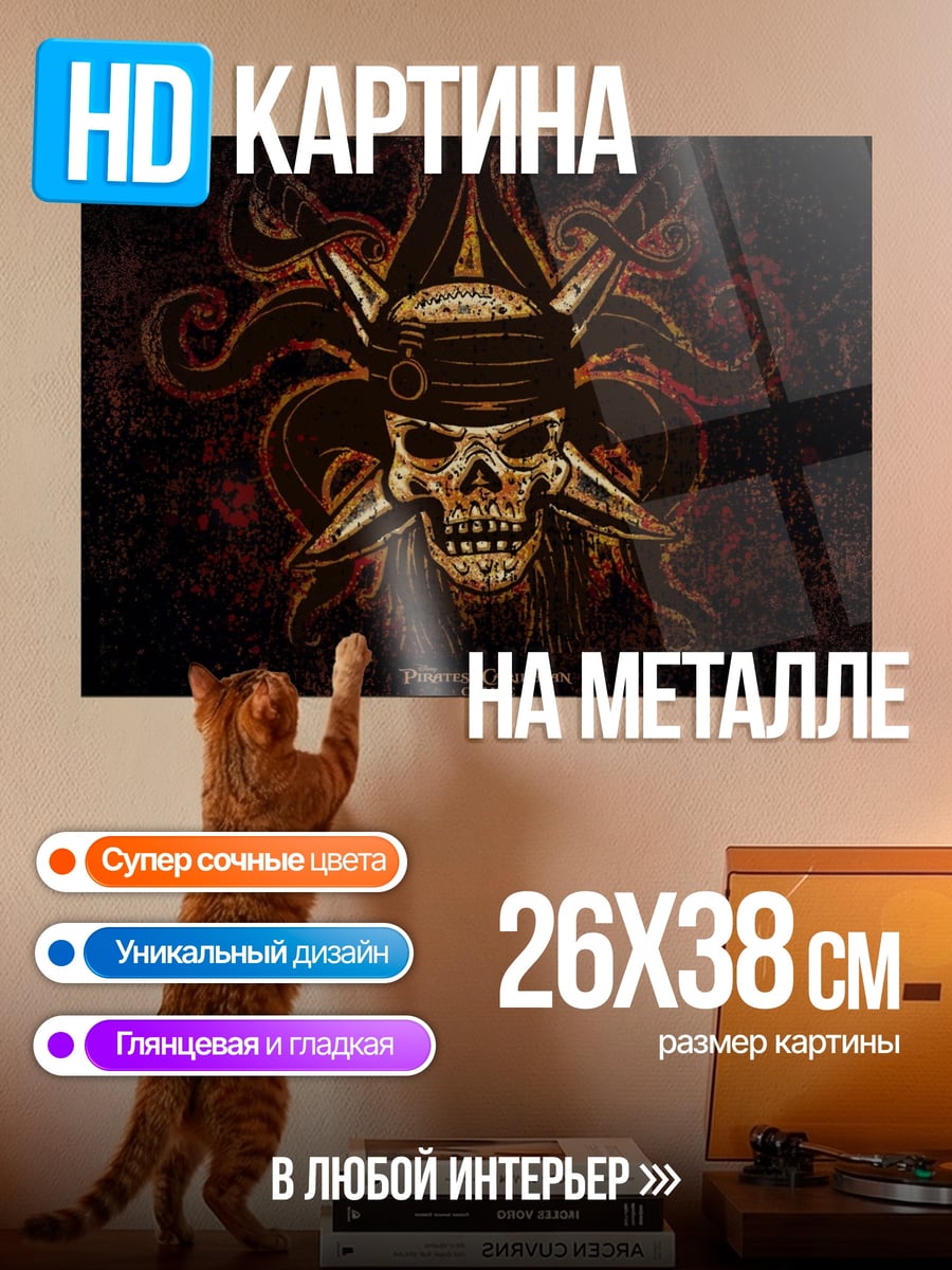 Картина на металле Пиратский череп