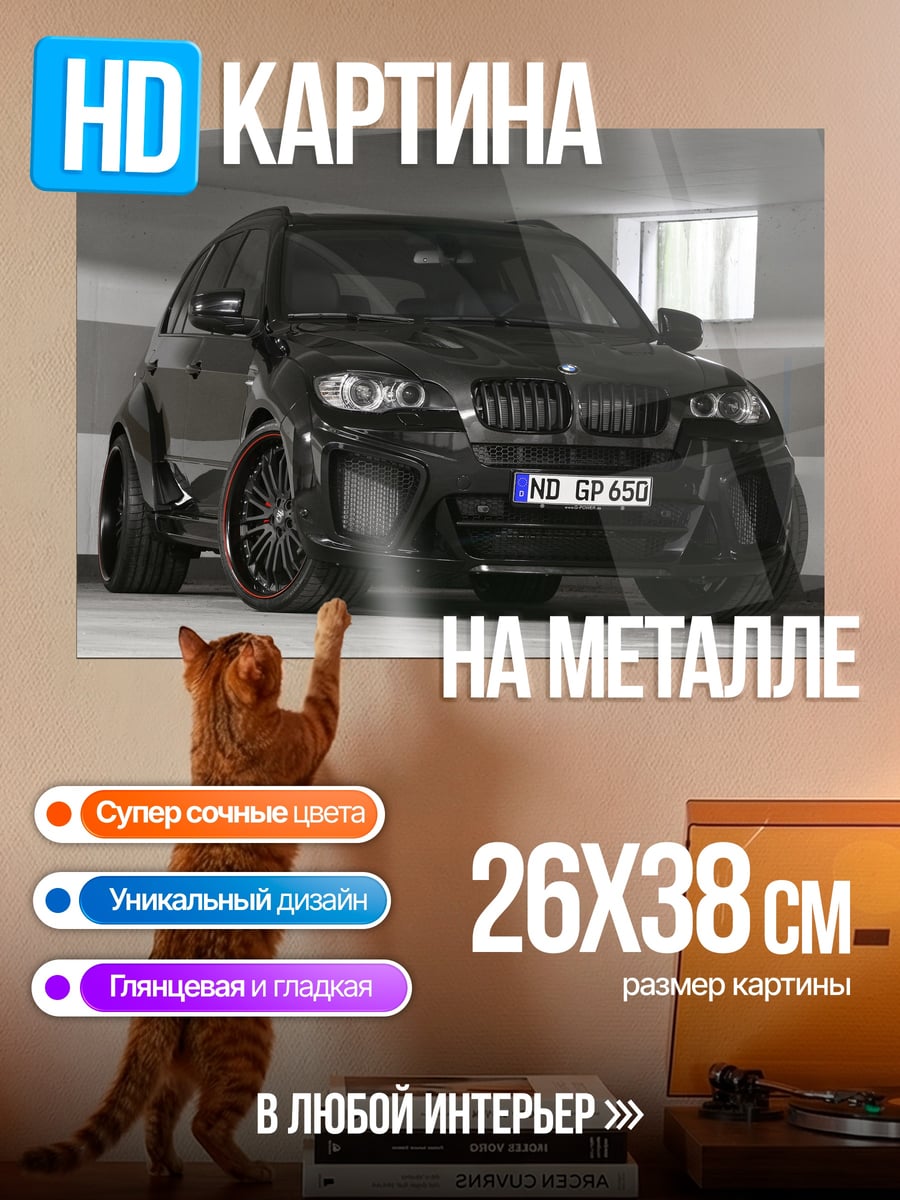 Картина на металле Черный БМВ