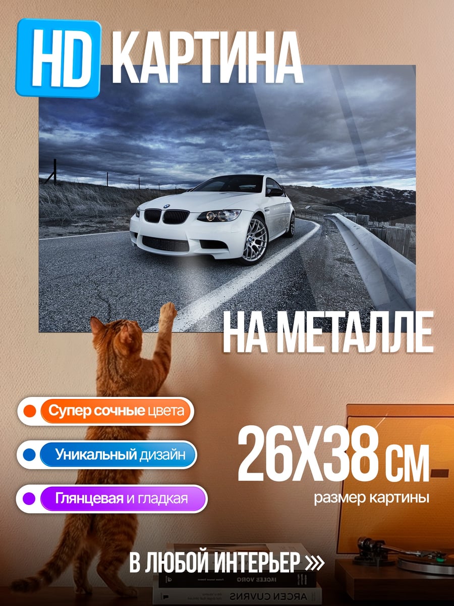 Картина на металле Белый БМВ