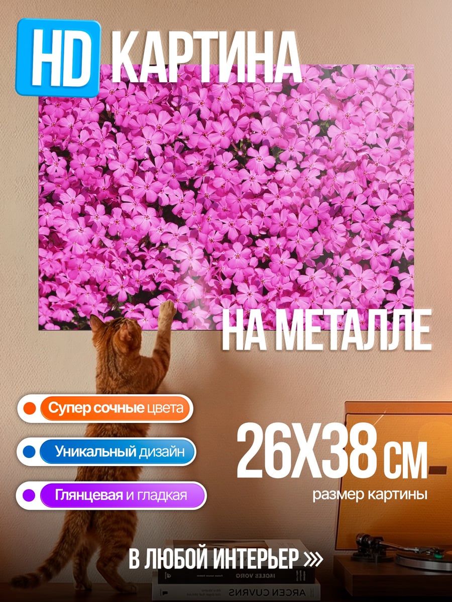Картина на металле Розовые цветы