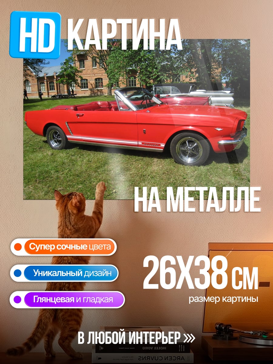 Картина на металле Красный кабриолет