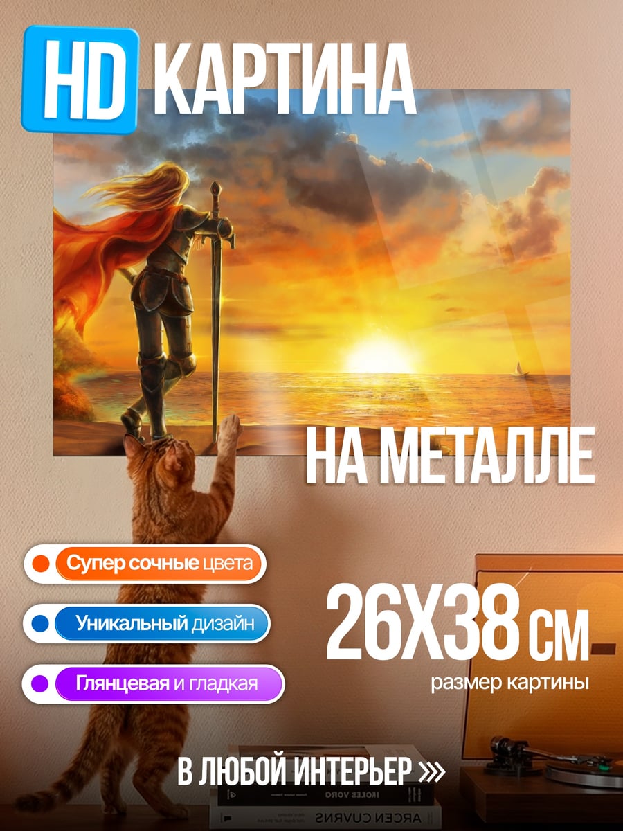 Картина на металле Девушка на закате