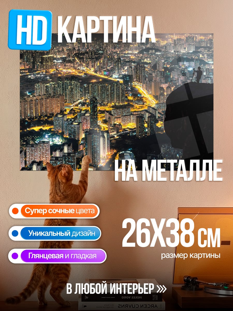 Картина на металле ночной город