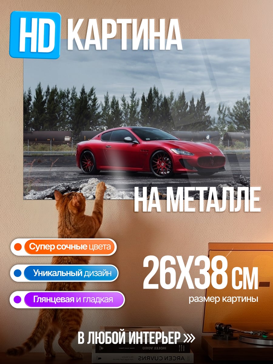 Картина на металле Красный спорткар