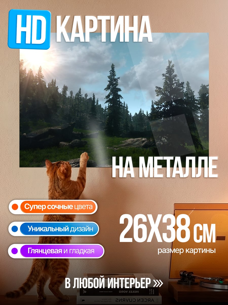 Картина на металле Солнечный лес