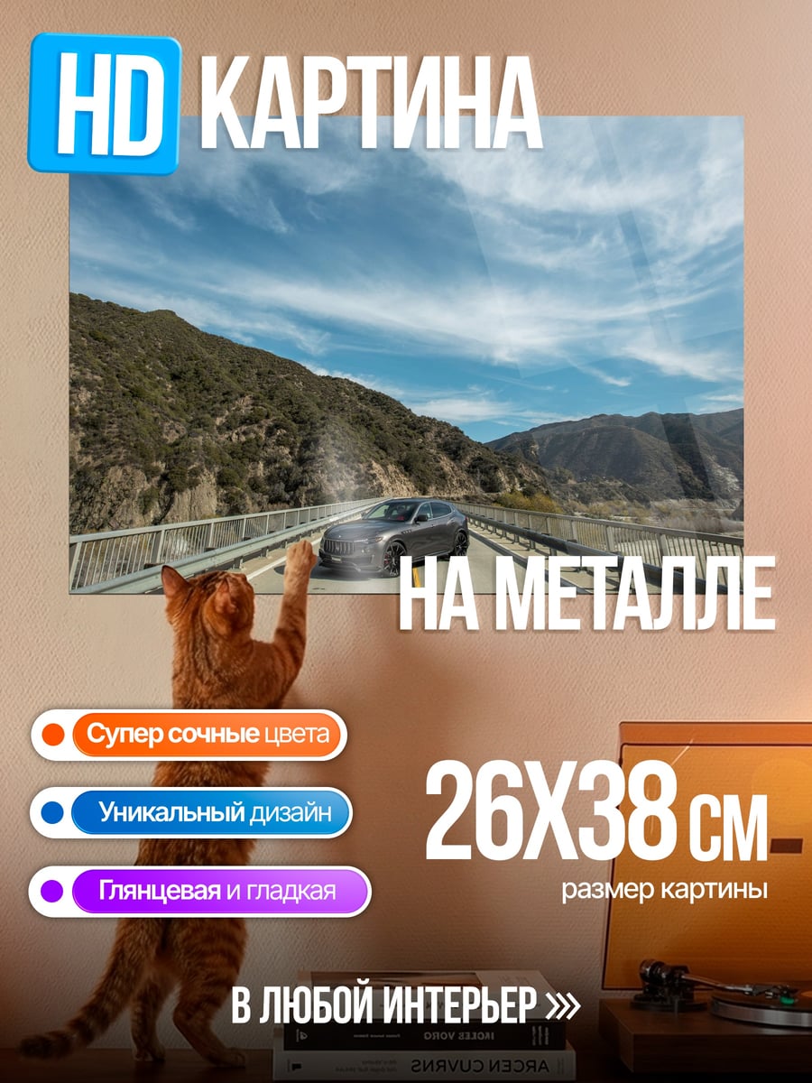 Картина на металле Автомобиль на дороге