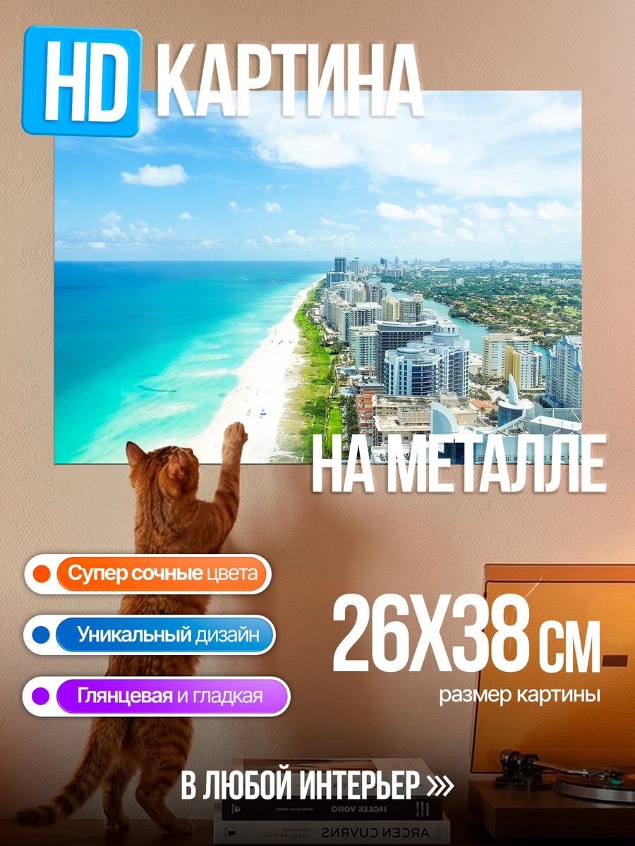 Картина на металле Пляж Майами