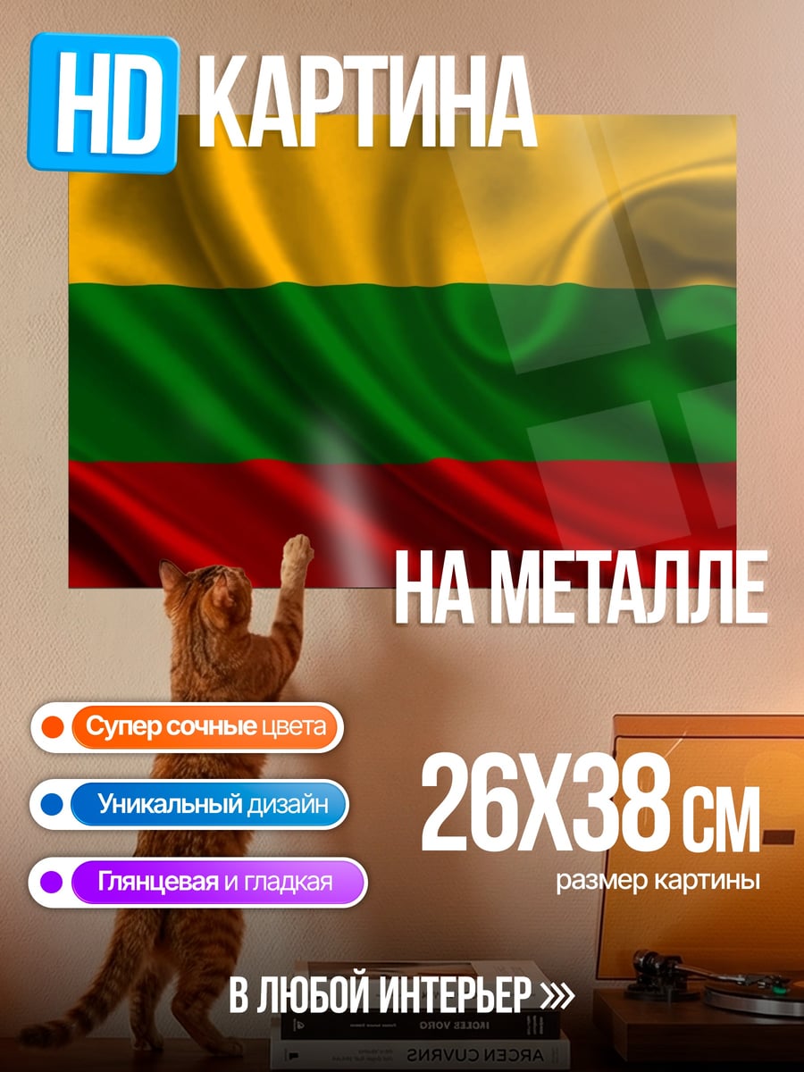 Картина на металле Флаг Литвы