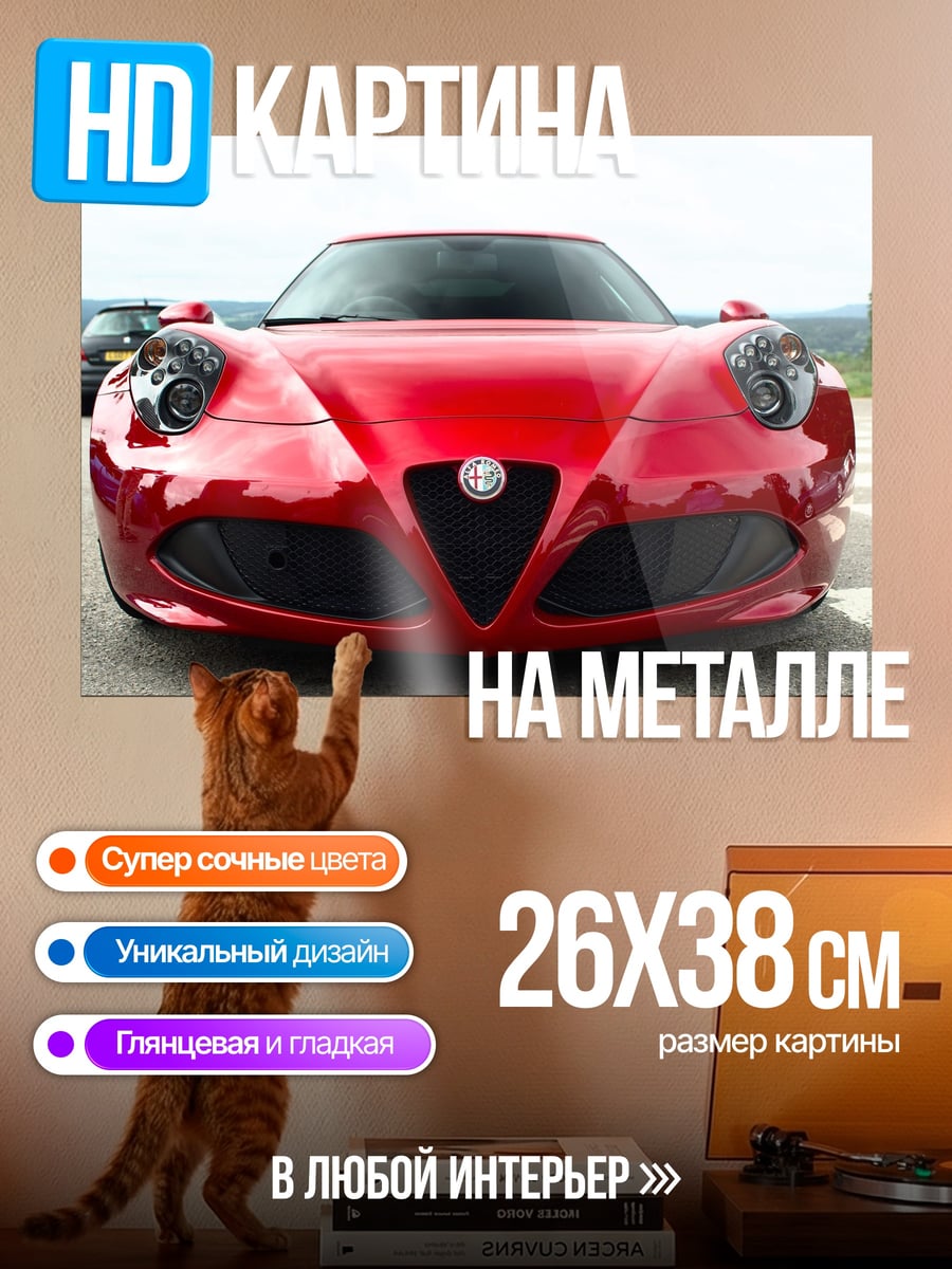 Картина на металле Красный спорткар