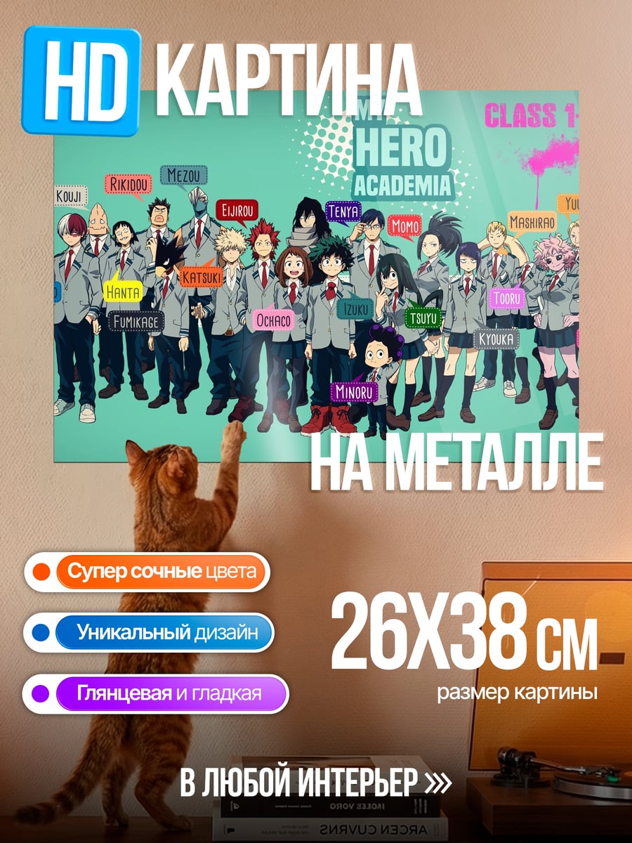 Картина на металле Герои Академии